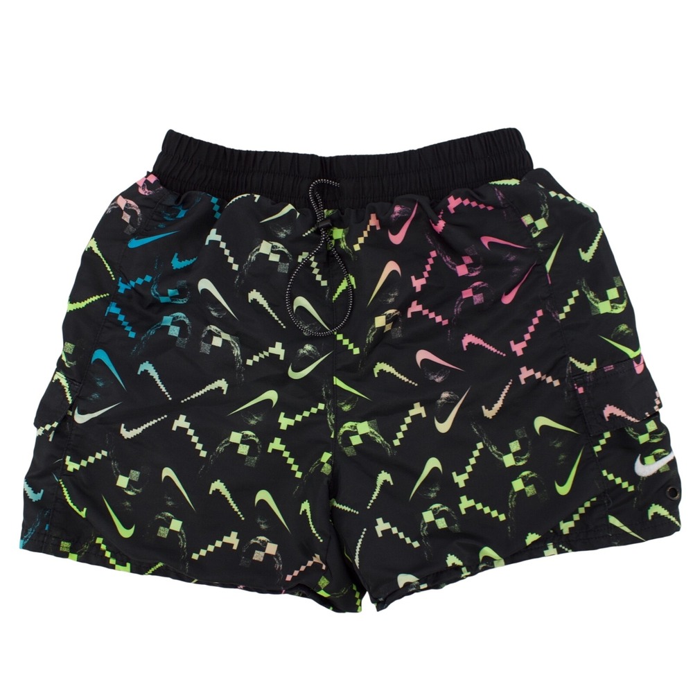 Nike Swim Trunks Boys XL Black Board Shorts Swimwear Pool Vacation Beach Neon